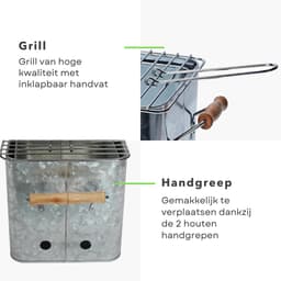 Draagbare BBQ - Kleine Barbecue voor Camping - Houtskoolbarbecue - Compact Ontwerp - 72x24cm - Zink - Inclusief EBOOK — thumbnail 5