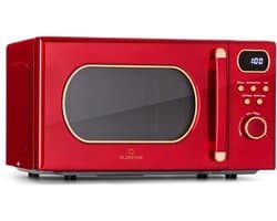 Klarstein magnetron met Grill, 800 Watt magnetron klein, 3 in 1Edelstahl magnetron rood, Kleine 20 Liter magnetron met ontdooi en Pizzafunktion, Drehteller, Platzsparend, Einfach zu Bedienen - voor Keuken - Bruin - Microwave