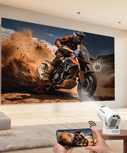 Mini Beamer - Draagbaar Projector - Android 12 - WiFi & Bluetooth 5.4 - 720p & 4K Decodering - Automatische Keystone - 180° Draaibaar - 2000:1 - 170 ANSI - 35-110 Inch - Thuisbioscoop - Voor Thuis & Kantoor & Buiten — thumbnail 4