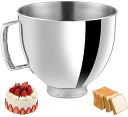 Roestvrijstalen kom voor 4.5-5 Quart keukenmachines, met handvat, geschikt voor Classic en Artisan modellen, ideaal als keukenaccessoire en voor het bereiden van gerechten — thumbnail 1