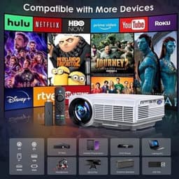 Yowhick - Beamer - Projector Beamer - Mini Meamer - 1080P - Automatische focus - met WiFi - 5G+2.4G Wireless Connection - Wit — thumbnail 1