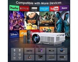 Yowhick - Beamer - Projector Beamer - Mini Meamer - 1080P - Automatische focus - met WiFi - 5G+2.4G Wireless Connection - Wit