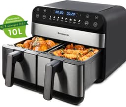 Heteluchtfriteuse – Dubbele Manden – 10 Liter – ABS en PC – Zwart – 8 Programma's – Uitschuiflades — thumbnail 5