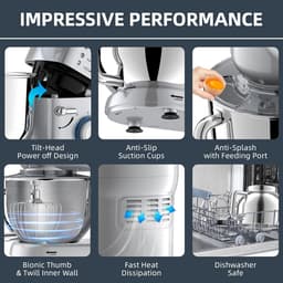 Multifunctionele Keukenmachine 1500 W - 5,5 L - 6 Snelheden - Planetaire Menging - Met Deeghaak en Garde — thumbnail 5