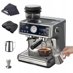 HiBREW H7A Barista Pro Espressomachine – 20 Bar – Dubbele Boiler – Ingebouwde Koffiemolen – LCD Touchscreen – Zilver — thumbnail 1