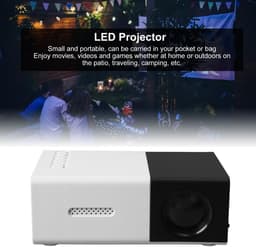 Projector voor kinderen, HD 1080P, intelligente draagbare pocketfilmprojector met USB, HDMI, AV, geheugenkaart, 3,5 mm audio, palmvideoprojector voor thuisbioscoop, films, zwart-wit — thumbnail 5
