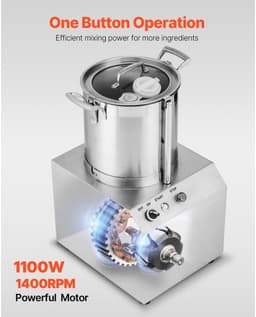 Keukenmachine Groentehakker - Voedselverwerker - 10 L Capaciteit - RVS Voedselveilig - Met 2 Extra S-vormige Messen - Voor Groenten, Fruit, Granen, Noten — thumbnail 4