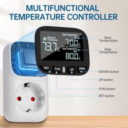 Digitale Temperatuurregelaar Sokkel met Sensor voor Koelen en Verwarmen - Thermostaat voor Aquarium, Koelkast en Kas — thumbnail 3