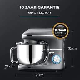Quvo® Mixer met Mengkom - Keukenmachine - Keukenrobot - Inclusief Accessoires - Antraciet - 38cm x 24cm x 32cm — thumbnail 3