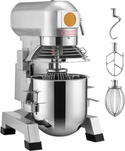 Commerciële Keukenmixer - Planetaire Standmixer/Deegmixer - 18,7 L Capaciteit - 1100 W Motor - 3 Snelheden - RVS Kom - 3 Opzetstukken — thumbnail 1
