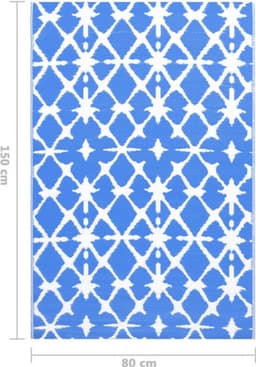 vidaXL - Buitenkleed - ARAKIL - 80x150 - cm - PP - blauw - en - wit — thumbnail 5