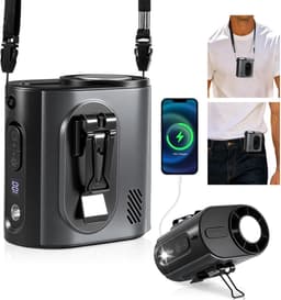 6000mAh oplaadbare handsfree draagbare lichaamsverkoeler, heup- en riemventilator met ijskoelfunctie, nekventilator met nekkoord en LED-verlichting voor buitenactiviteiten — thumbnail 1