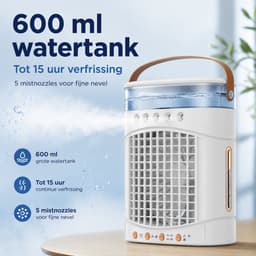 VHV - Ventilatoren - Luchtkoeler - Aircooler - Mobiele luchtkoeler - Torenventilator - Verkoeling - Bladloze ventilator - Oscillerend - Met watervernevelaar - Oplaadbaar - Voor bureau en kantoor - Wit — thumbnail 5