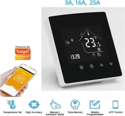 Slimme Thermostaaat - Wifi Regelaar - Verwarming Instellen - App Bediening - 25A - Zwart — thumbnail 4