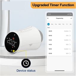 Thermostaat Hoofd Radiator - Slimme Radiator Knop - Energie Besparen - APP Afstandsbediening - M30x1.5mm - Wit — thumbnail 3