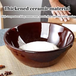 Kneedkom Keramiek - Beslagkom Mengkom - Deeg Bereiden - Non-stick Coating - 5500ML - Bruin — thumbnail 3