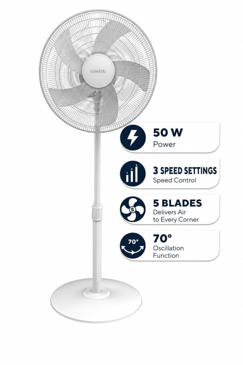 Asir - Staande Ventilator/Fan - 100% ABS - 40.5 x 44 x 121 cm — afbeelding 1