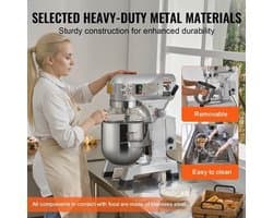 Professionele Voedselmixer – Industriële Mixer – Horeca Mixer – Keukenmixer – Mengmachine – Krachtige Motor – 20QT - 1100W - Roestvrijstalen Mengkom