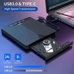 Externe Brander - Lezer Speler - Gegevens Archiveren - Dubbele USB-C - 7-in-1 - Zwart — thumbnail 3