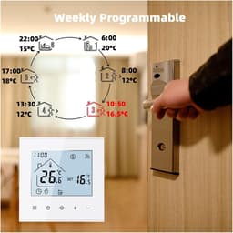 Slimme Thermostaat - Wifi Regelaar - Verwarming Instellen - App Bediening - 16A - Wit/Zwart — thumbnail 4