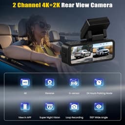 SnelShoppen - 4K Dashcam Voor en Achter, 4K+2K FHD Auto Camera met GPS, ADAS, APP, 150° Groothoek, Nachtzicht, G-sensor, Lusopname, 24/7 Parkeren — thumbnail 5