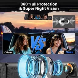 SnelShoppen - 4-kanaals dashcam met 10 inch touchscreen achteruitrijcamera, 150 graden groothoek, 64 GB kaart, G-sensor, loop-opname, parkeerbewaking — thumbnail 2