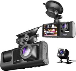 Dubbele dashcam voor in de auto, voor- en binnenkant, autobeveiligingsvideorecorder met audio, 1080P, voertuigcamera, plug-and-play, WDR, nachtzicht, automatische vergrendeling met G-sensor, 2 inch scherm（Met 16G geheugenkaart） — thumbnail 1