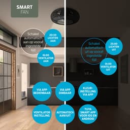 Varin® Smart Plafondlamp met ventilator - Bamboe Zwart - Tuya Wifi - Ø 50cm - Plafondventilator met verlichting - Smart lamp slaapkamer - Plafonniere kinderkamer - Plafondlampen industrieel - Plafond lamp - Afstandsbediening - Plafond met ventilator — thumbnail 4