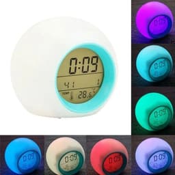 Digitale LED-wekker voor kinderen, met instelbare kleurtemperatuur, geschikt als nachtlampje voor binnen, bedlampje, ideaal voor kinderkamers, geschikt voor zowel jongens als meisjes, en een leuk cadeau. (Batterijen niet inbegrepen) — thumbnail 2