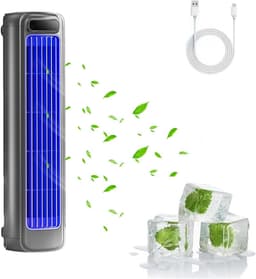 Luchtkoeler - Draagbare airconditioner - Persoonlijke Koeler - 3 in 1 mini Mobiele airco - Stille draagbare airconditioner met 3 snelheden - Bladloze verticale luchtcirculatie - Voor slaapkamer keuken en kantoor - Ruimtegrijsr — thumbnail 1