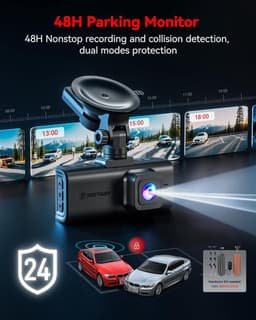 Dashcam voor auto - Zwart - 3,18 inch touchscreen - 4K UHD en 1080p dubbele camera met GPS en WiFi - Voor veilig rijden — thumbnail 5