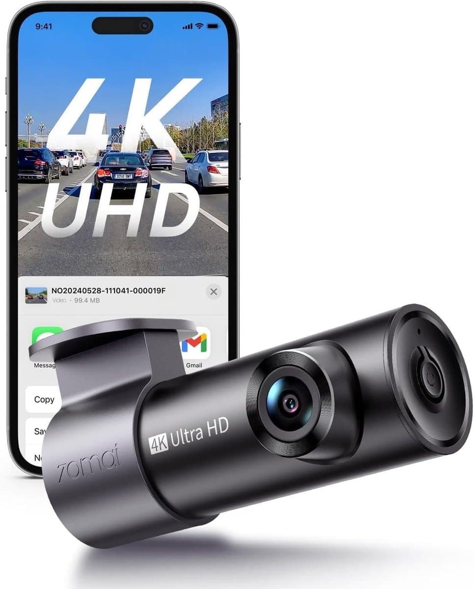 Dashcam voor auto - Zwart - 9,3 x 4,6 x 4,3 cm - 4K Ultra HD Mini Dashcam met Nachtzicht en Wi-Fi - Voor Voertuigbewaking — afbeelding 1