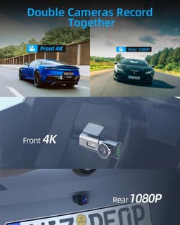 Dashcam voor auto - Zwart - 1,47 inch - 4K+1080P WiFi Dashboard Camera met Voor- en Achterlens - Compacte Auto Beveiliging — thumbnail 5