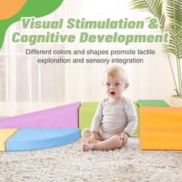 Set van 6 Schuimrubberen Klimblokken voor Kinderen: PU-leer Zachte Klimspeelgoed Speelset voor Kleine Kinderen - Montessori-speelgoed Grove motoriek Dubbele Ladderset — thumbnail 2