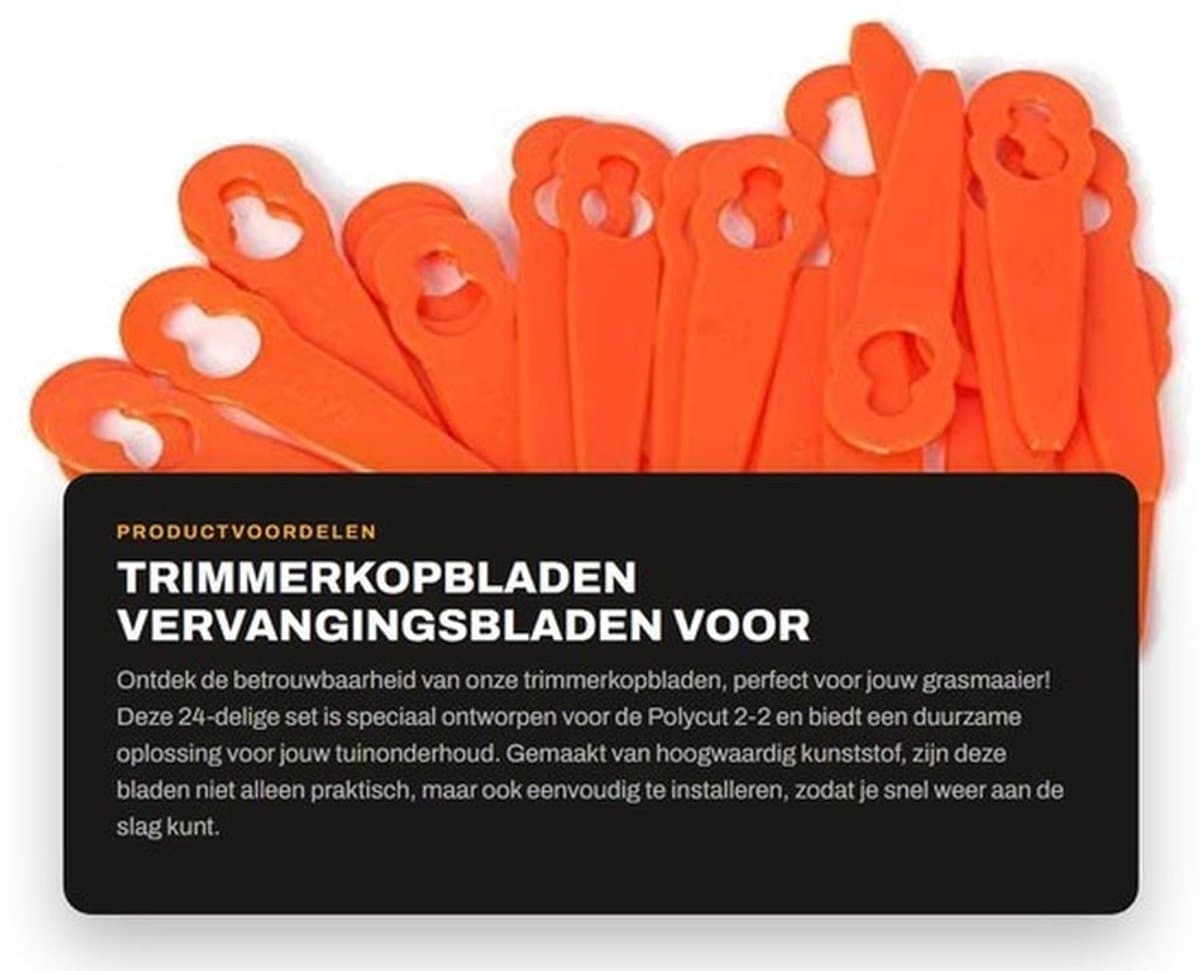 Trimmerkopbladen - Vervangingsbladen voor grasmaaier - Oranje - Duurzaam kunststof - 24-delige set - Geschikt voor Polycut 2-2 - Herbruik... — afbeelding 1