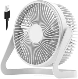USB-aangedreven mini-ventilator - Stille bureauventilator - Twee snelheidsstanden, krachtige luchtstroom - 360° draaibaar - Geschikt voor kantoren en studeerkamers - Wit — thumbnail 1