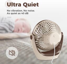 Solvix tafel ventilator geluidloos - USB Desk Fan - Zwart - Krachtige Luchtstroom - Stil in Gebruik - Voor Thuis en Kantoor — thumbnail 3