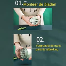 Groente Hakker - Keukenmachine Stamper - Ingrediënten Voorbereiden - Energiezuinig Ontwerp - 7.5x22.5 cm - Zwart en wit — thumbnail 5