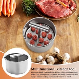 Gehaktballetjespers - Keukenmachine - Maaltijden Bereiden - Gelijkmatige Porties - 12 Gaten - Zilver — thumbnail 2