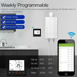 Slimme Thermostaat - Verwarming Regelaar - Energie Besparen - App Bediening - 220 Volt - Zwart — thumbnail 5