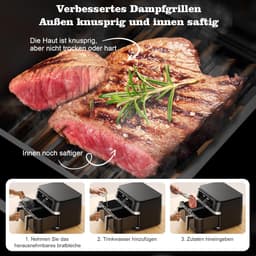 Dubbele Airfryer - Heteluchtfriteuse - Gezond Koken - Dubbele Zone - 12 Liter - Zwart — thumbnail 2