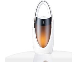 Bladloze koelventilator met nano– ideaal voor de nacht en warme dagen | 13-inch oplaadbare, stille tafelventilator voor babykamer, slaapkamer, kantoor en studentenkamer | 9 snelheden, oscillerend, nachtlampje en 9-uurs timer(Wit)