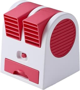 Stille mini-bureauventilator, oplaadbaar via USB, draagbaar ontwerp, geschikt voor dagelijks gebruik in studentenkamers, kantoren en woningen - Rood — thumbnail 1