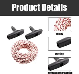 Thijox - Starter touw grasmaaier, kabelkabel grasmaaier, grasmaaier startkabel 3,5 mm, grasmaaier kabel voor tuinonderhoud, vervangingsonderdeel, gebr — thumbnail 2