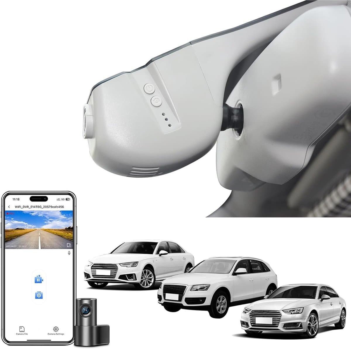 SnelShoppen - 4K+1080P Dashcam Auto Voor en Achter, OEM Look, Geschikt voor Audi A4 A6 A3 A5 Q5 S3 S6, Loop Recording, G-Sensor, WiFi & App, 128GB Kaa — afbeelding 1
