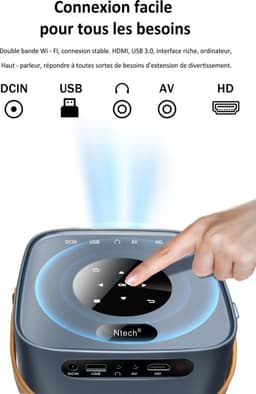 Ntech Draagbare Beamer - Full HD Beamer / Projector - Streamen vanaf iOS & Android via WiFi - Zwart — thumbnail 4