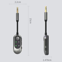 Bluetooth 5.3 audio transmitter en receiver - o.a. voor verbinden Airpods, koptelefoon en speaker - 3.5mm jack AUX - 5 uur batterij - speaker - bluetooth zender en ontvanger - auto draadloos - zwart — thumbnail 2