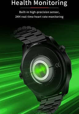 Pro Care Excellent Quality® Smartwatch 1.52 inch Dames Heren - Smartwatches - Bellen - AI Talk - O2 - Bloeddrukmeter - Hartslag - Wireless Laden - Message - Multisport - Slaapmeter - Alu Zilveren Case - RVS Zilveren Band - Gratis TPU Band Groen — thumbnail 5
