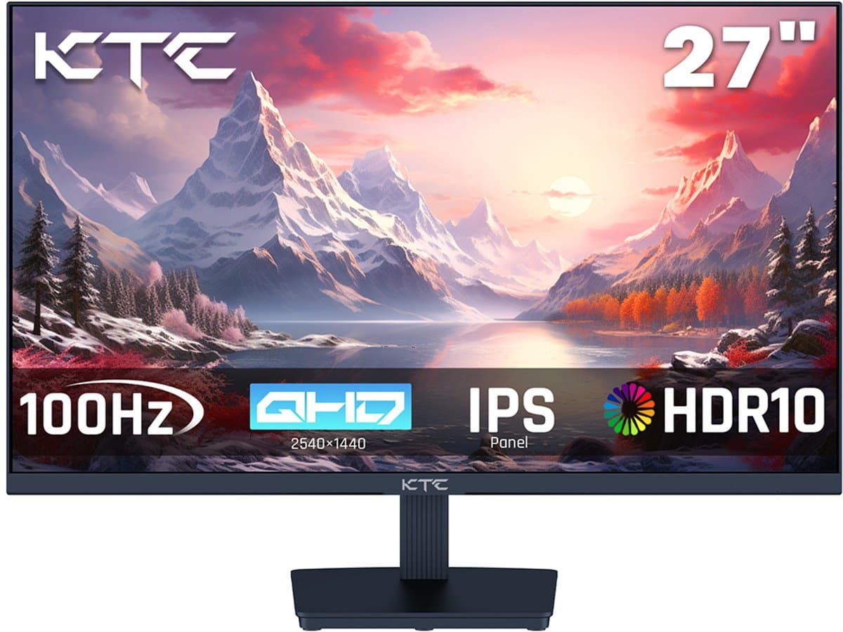 KTC H27T27 Gaming Monitor, 27-inch 2560x1440 QHD IPS-scherm, 100Hz verversingssnelheid, HDR10, 1ms responstijd, Adaptive-Sync, Low Blue Light en Flicker-Free, VESA-muurbevestiging, 2*HDMI 2.0, 1*DP 1.4, 1*hoofdtelefoonaansluiting — afbeelding 1