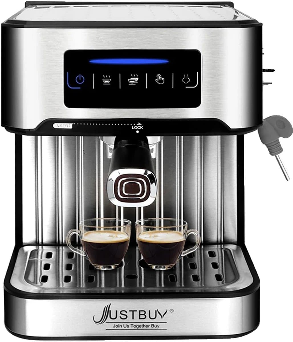 Espresso Koffiemachine, Compact Ontwerp, Melkopschuimfunctie, Lichtgrijs — afbeelding 1
